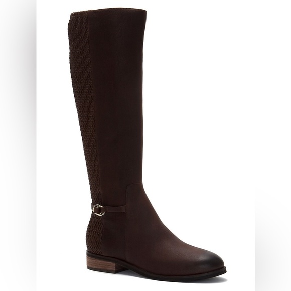 Cole Haan Isabel Stretch Leather Chestnut Brown Riding Knee High Boots - Picture 13 of 13